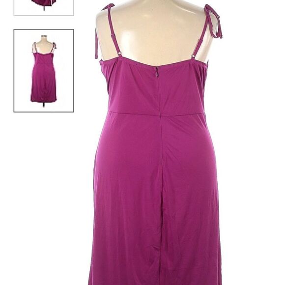 Venus XL magenta fuchsia ruched side mini dress adjustable tie straps . - Picture 4 of 6